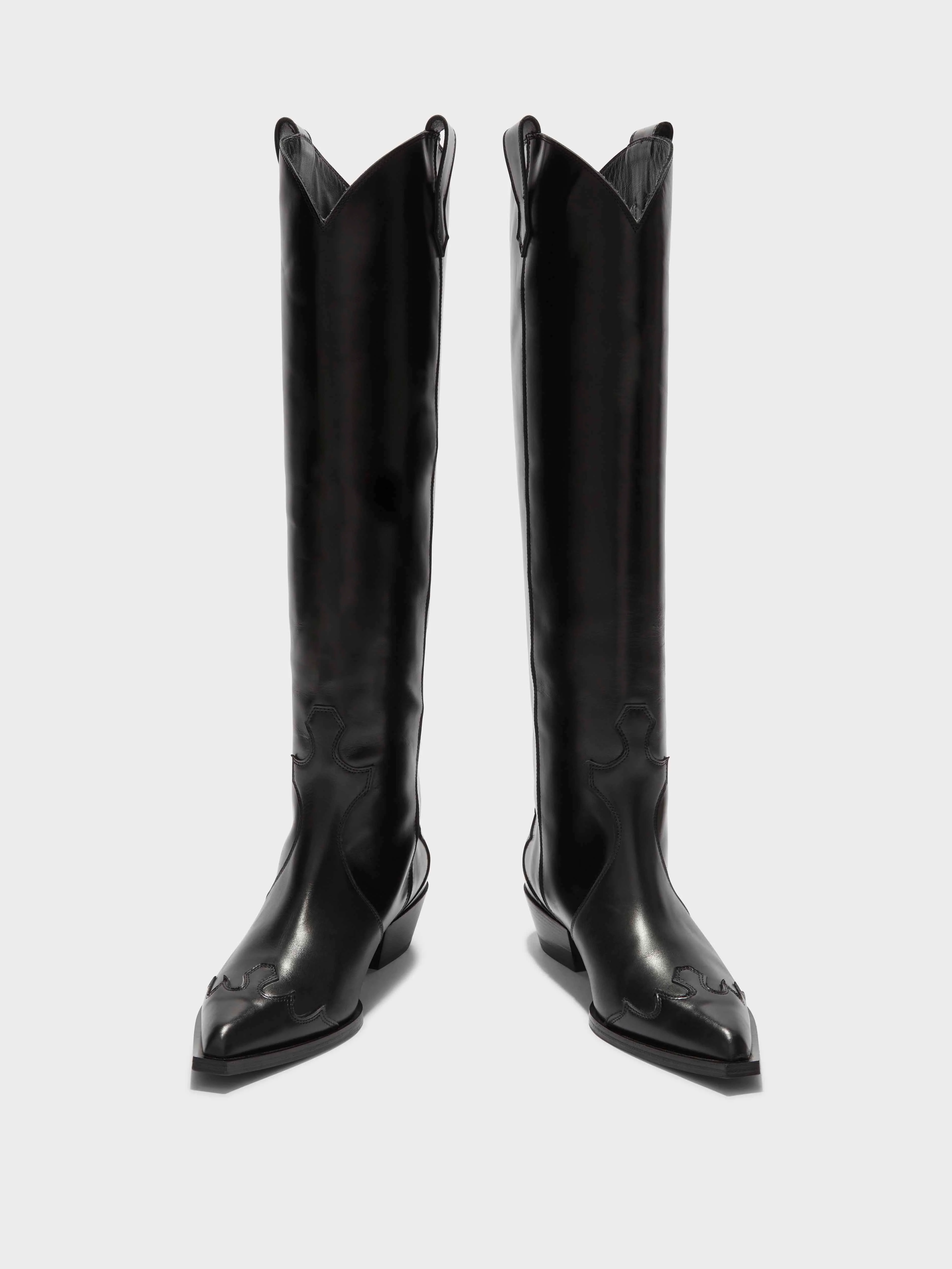 Aruna Leather Knee-High Cowboy Boots - Image 5